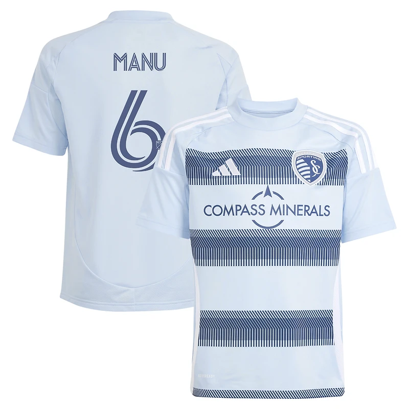 Youth adidas Manu García Light Blue Sporting Kansas City 2025 One KC Replica Jersey