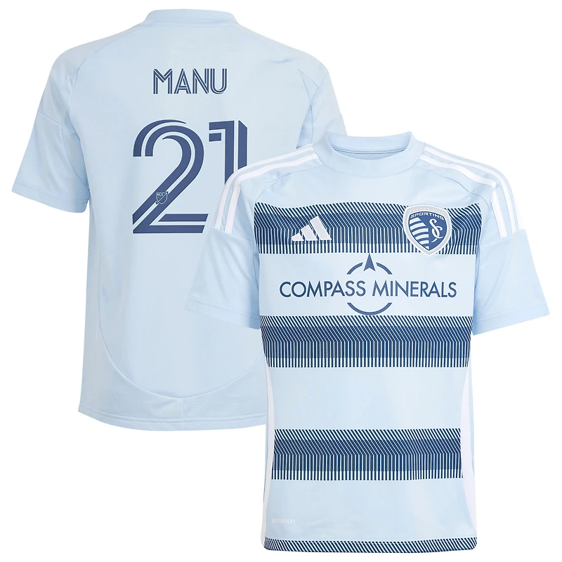 Youth adidas Manu García Light Blue Sporting Kansas City 2025 One KC Replica Player Jersey
