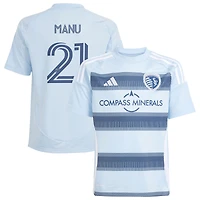 Youth adidas Manu García Light Blue Sporting Kansas City 2025 One KC Replica Player Jersey