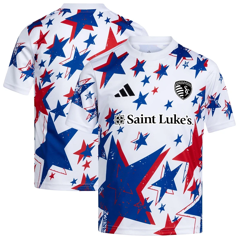 Youth adidas White Sporting Kansas City 2026 Americana Pre-Match Jersey