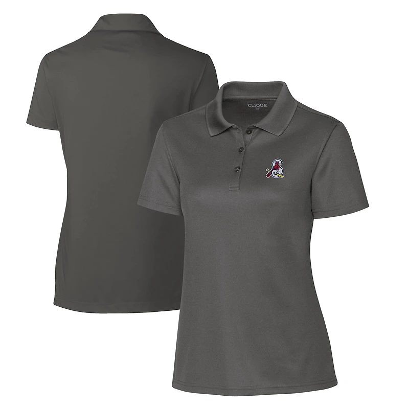Women's Cutter & Buck  Steel Springfield Cardinals Clique Spin Eco Performance Pique Polo
