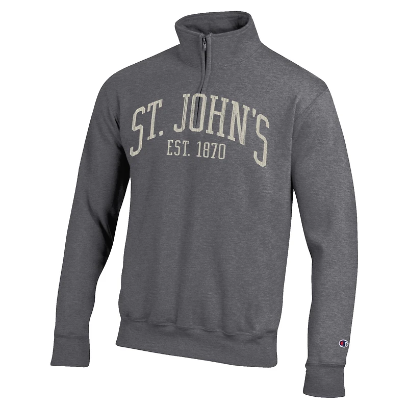 Pull à col zippé pour homme Champion Heather Gray St. John's Red Storm Established Date
