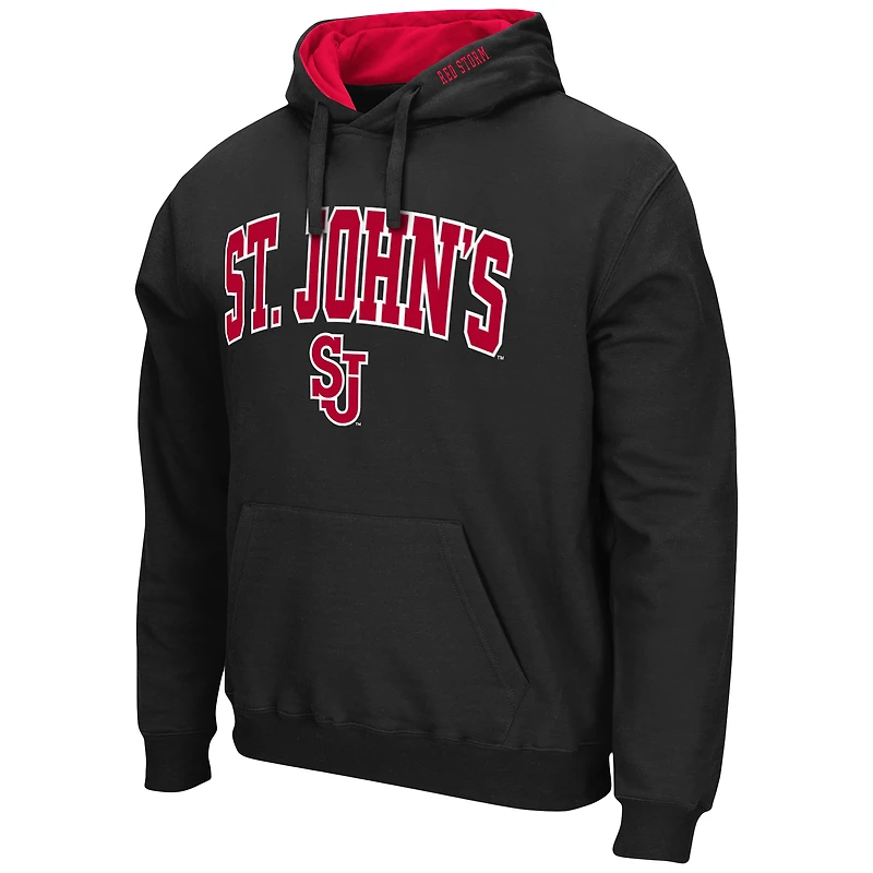 Men's Colosseum Black St. John's Red Storm Arch and Logo Pullover Hoodie