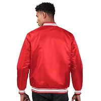 Veste universitaire en satin rouge St. John's pour homme, coupe-vent à boutons-pression