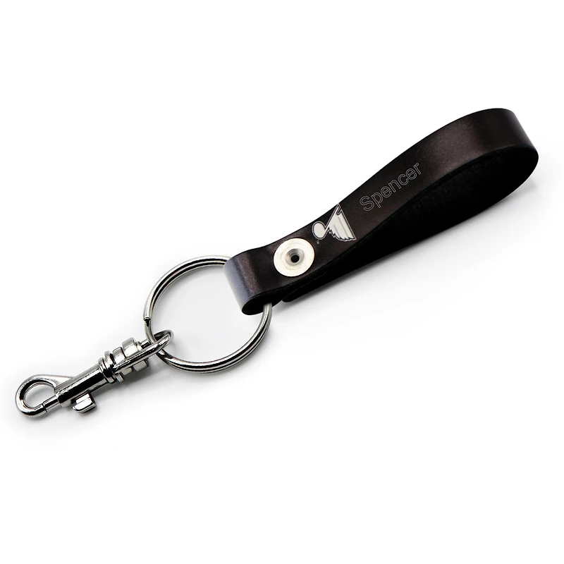Porte-clés à boucle en cuir personnalisé St. Louis Blues noir