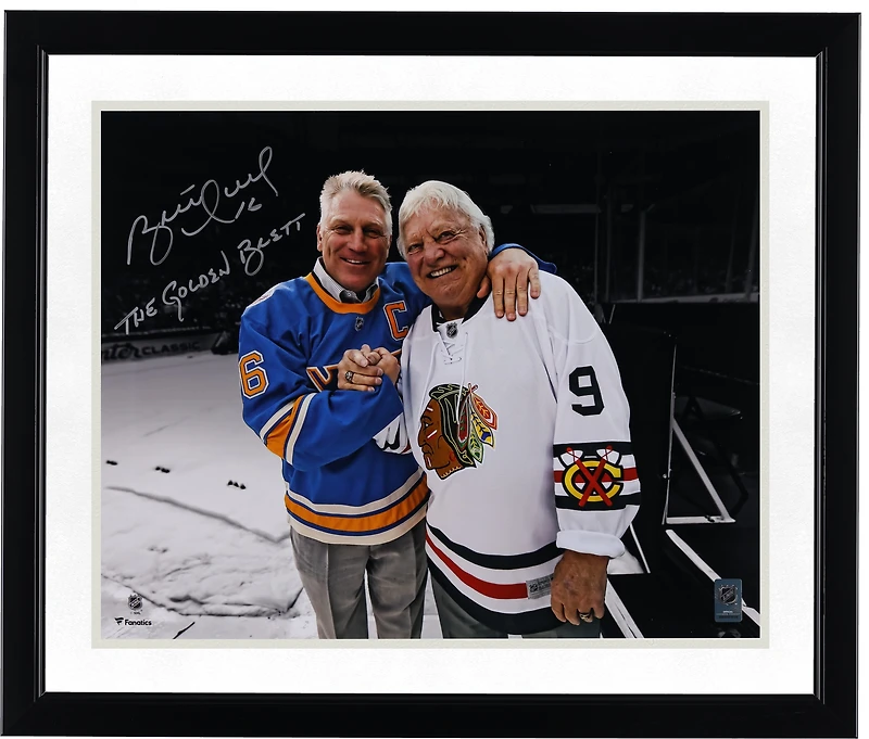 Brett Hull St. Louis Blues Autographed 16" x 20" with Bobby Hull Spotlight Photograph with "The Golden Brett" Inscription