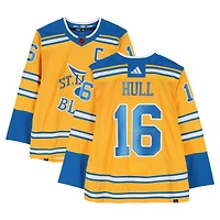 Brett Hull St. Louis Blues Autographed 2022-23 Gold Reverse Retro adidas Jersey