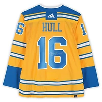 Brett Hull St. Louis Blues Autographed 2022-23 Gold Reverse Retro adidas Jersey