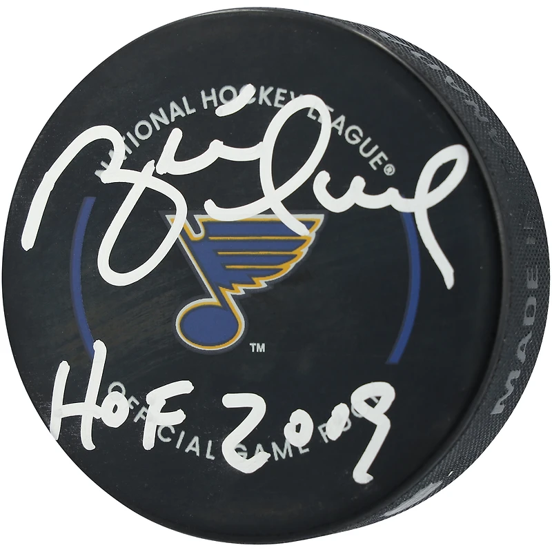 Brett Hull St. Louis Blues Autographed Official Game Puck with "HOF 2009" Inscription