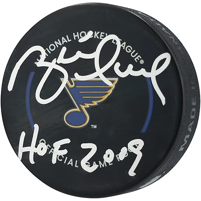 Brett Hull St. Louis Blues Autographed Official Game Puck with "HOF 2009" Inscription
