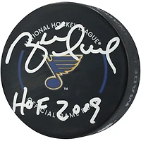 Brett Hull St. Louis Blues Autographed Official Game Puck with "HOF 2009" Inscription