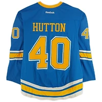 Carter Hutton St. Louis Blues Practice-Used #40 Blue Reebok Jersey vs. Chicago Blackhawks on January 2, 2017 - NHL Winter Classic - Worn During Warm-Ups