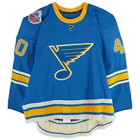 Carter Hutton St. Louis Blues Practice-Used #40 Blue Reebok Jersey vs. Chicago Blackhawks on January 2, 2017 - NHL Winter Classic - Worn During Warm-Ups