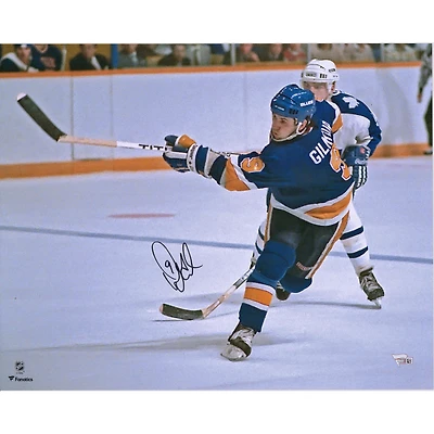 Doug Gilmour St. Louis Blues Photographie autographiée de tir en maillot bleu 16" x 20"
