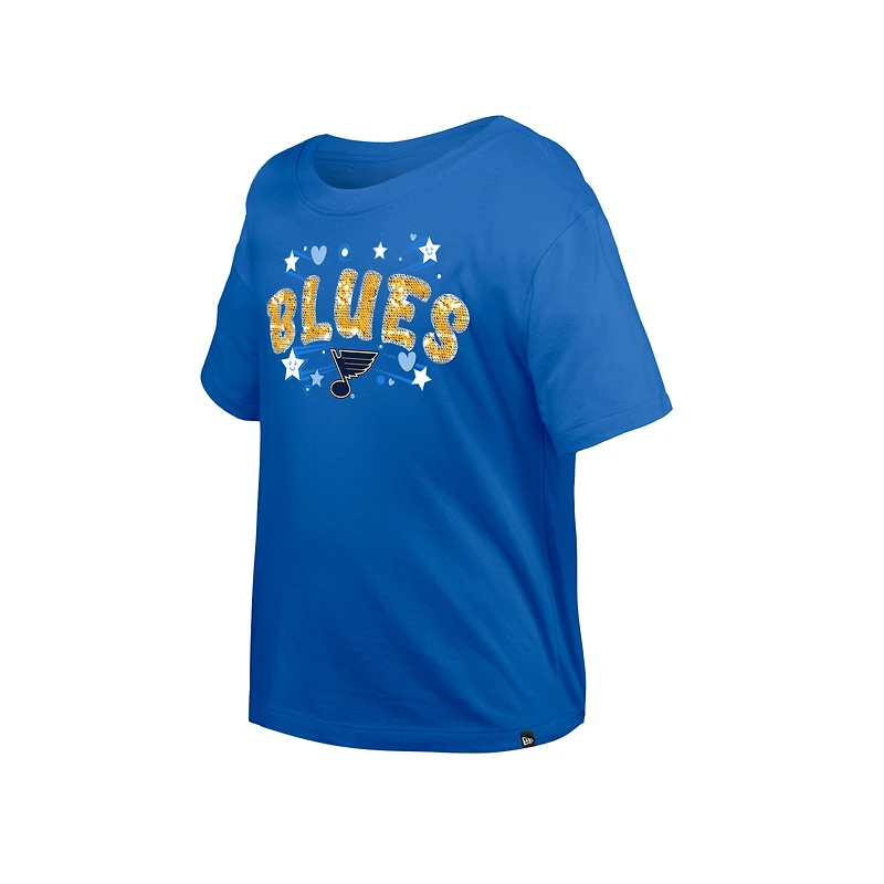 Girl's Youth New Era  Blue St. Louis Blues Flip Sequin T-Shirt