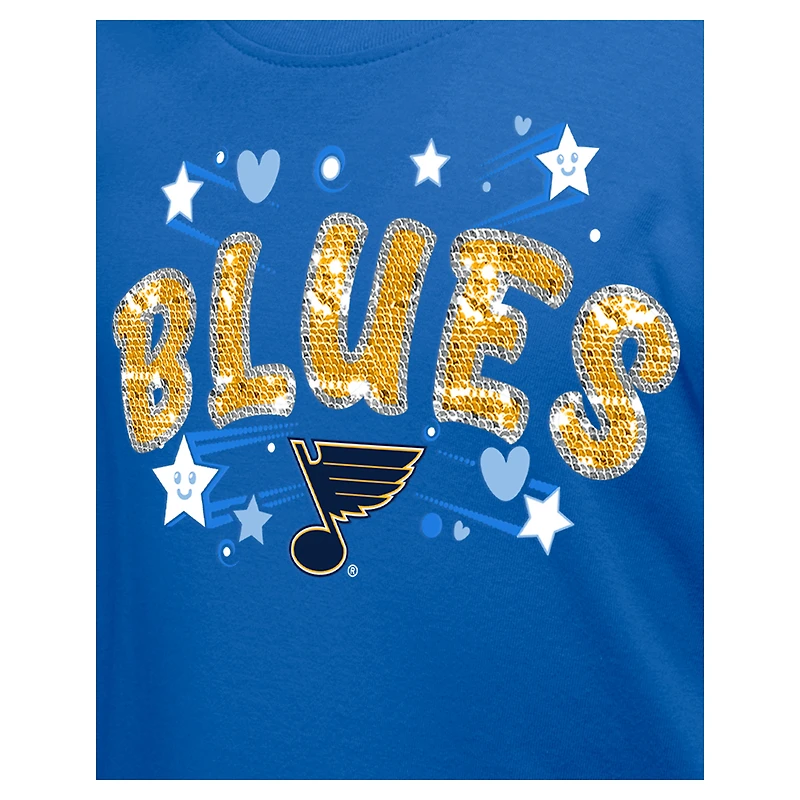 T-shirt à paillettes bleu St. Louis Blues de New Era pour fille