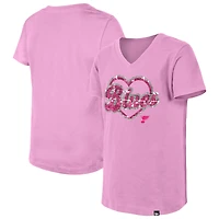 Girl's Youth New Era  Pink St. Louis Blues Flip Sequin V-Neck T-Shirt