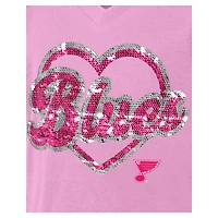 Girl's Youth New Era  Pink St. Louis Blues Flip Sequin V-Neck T-Shirt