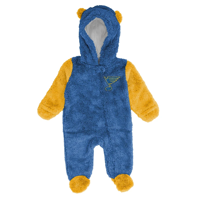 Infant & Newborn Outerstuff Blue St. Louis Blues Stay Napping Fleece Bunting Full-Zip Hooded Sleeper