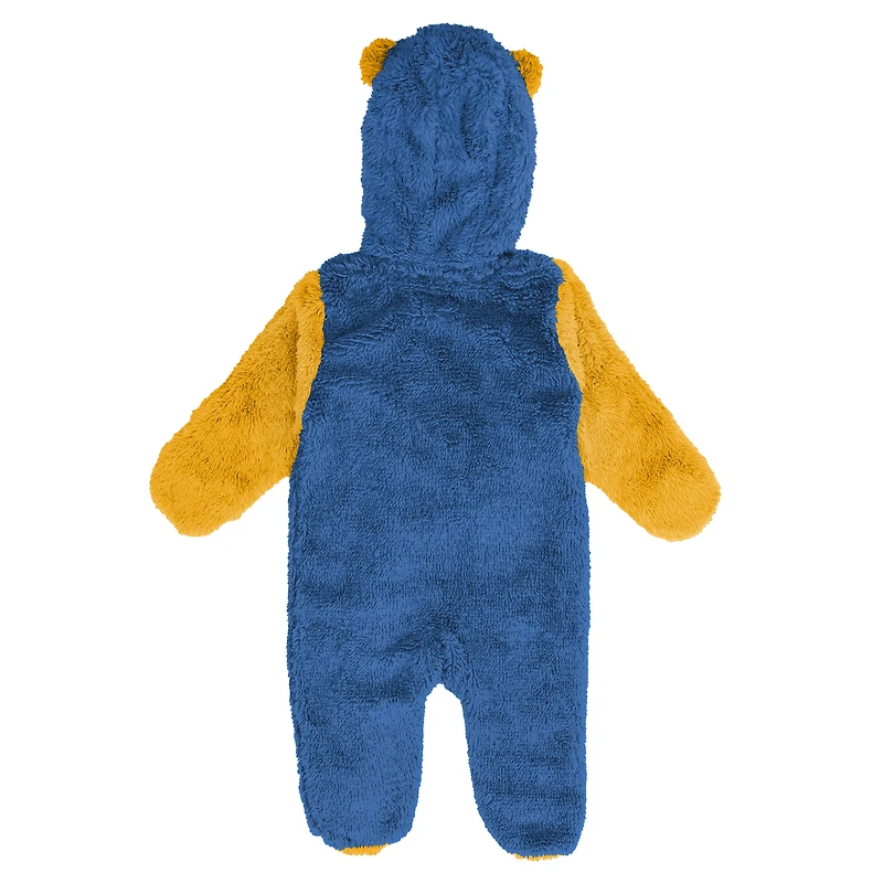 Grenouillère polaire à capuche et fermeture éclair intégrale pour nourrissons nouveau-nés, motif St. Louis Blues, bleu
