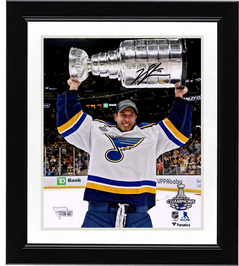 Jordan Binnington St. Louis Blues 2019 Stanley Cup Champions Autographed 8" x 10" Raising Cup Photograph