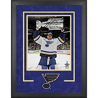 Jordan Binnington St. Louis Blues 2019 Stanley Cup Champions Deluxe Framed Autographed 16" x 20" Raising Cup Photograph with "2019 SC Champs" Inscription