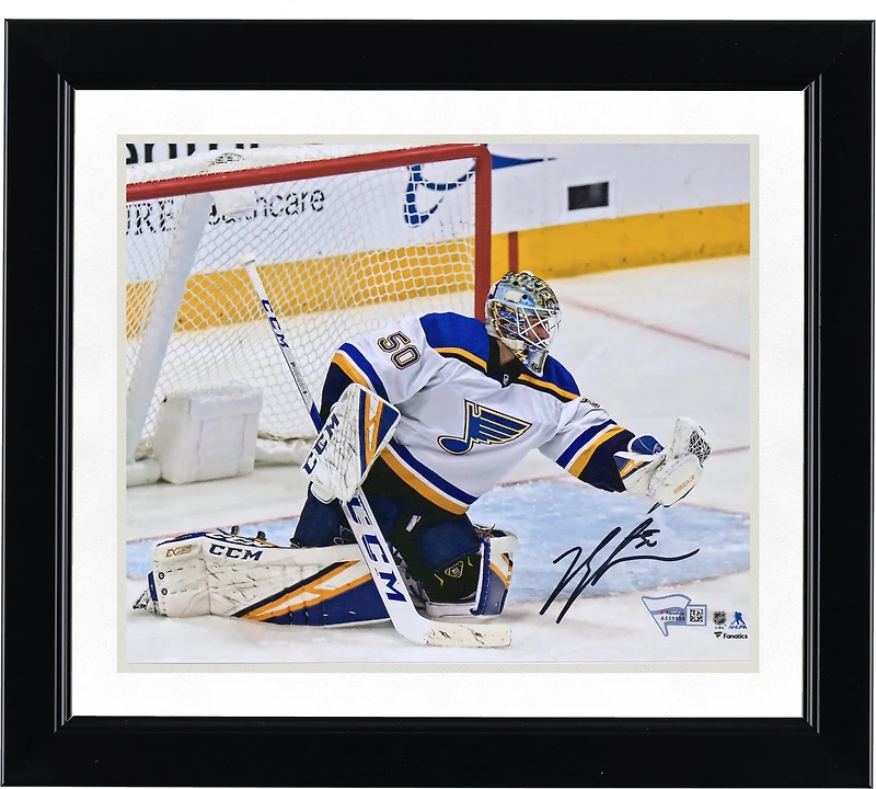 Jordan Binnington St. Louis Blues Autographed 8'' x 10'' Glove Save Photograph