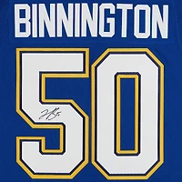 Maillot adidas bleu dédicacé par Jordan Binnington des St. Louis Blues
