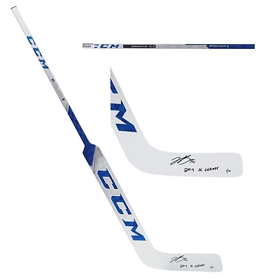 Jordan Binnington St. Louis Blues Autographed CCM Game Model Hockey Stick with "2019 SC Champs" Inscription
