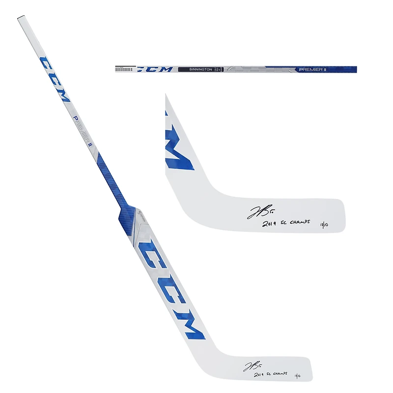 Jordan Binnington St. Louis Blues Autographed CCM Game Model Hockey Stick with "2019 SC Champs" Inscription