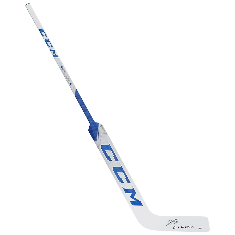 Jordan Binnington St. Louis Blues Autographed CCM Game Model Hockey Stick with "2019 SC Champs" Inscription
