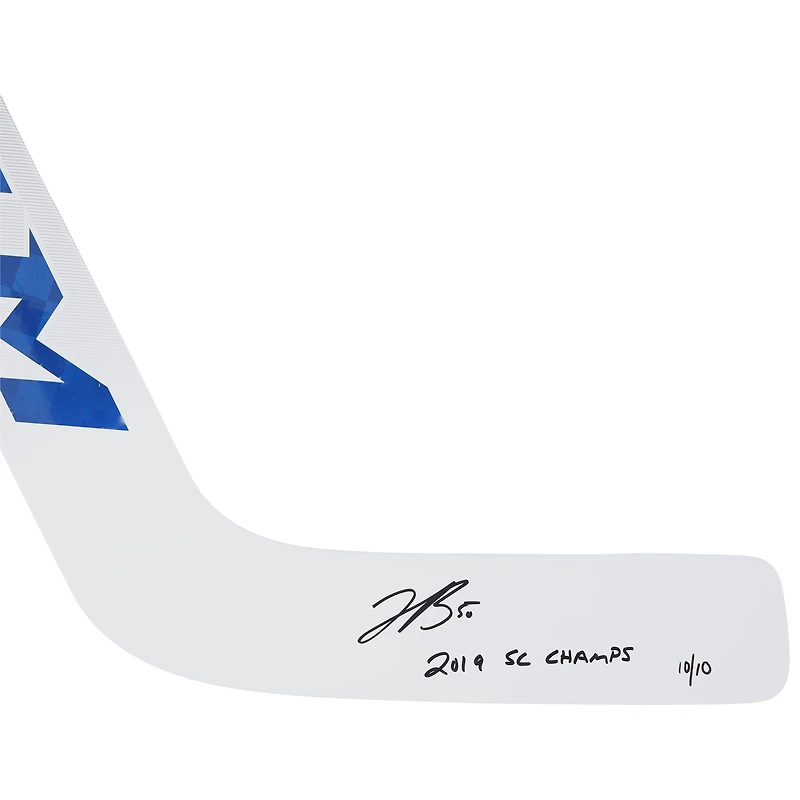 Jordan Binnington St. Louis Blues Autographed CCM Game Model Hockey Stick with "2019 SC Champs" Inscription