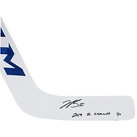 Bâton de hockey CCM Game Model autographié par Jordan Binnington des Blues de St. Louis avec inscription « 2019 SC Champs » - Édition limitée à 10 exemplaires