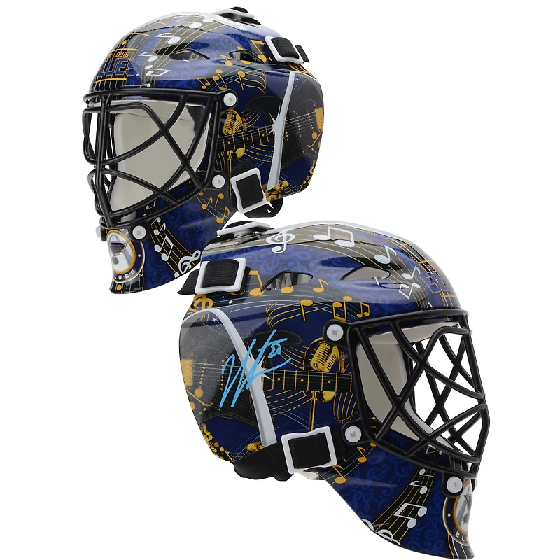 Masque de gardien miniature autographié par Jordan Binnington des Blues de St. Louis