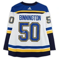 Maillot adidas blanc dédicacé par Jordan Binnington des St. Louis Blues