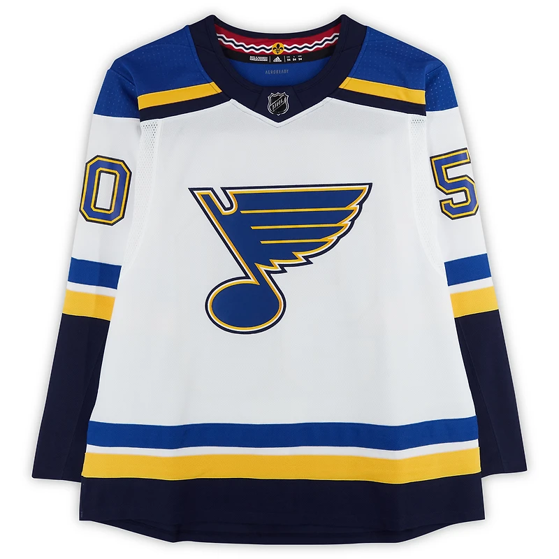 Maillot adidas blanc dédicacé par Jordan Binnington des St. Louis Blues