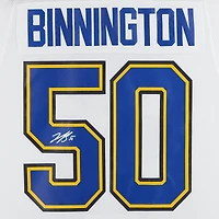 Maillot adidas blanc dédicacé par Jordan Binnington des St. Louis Blues