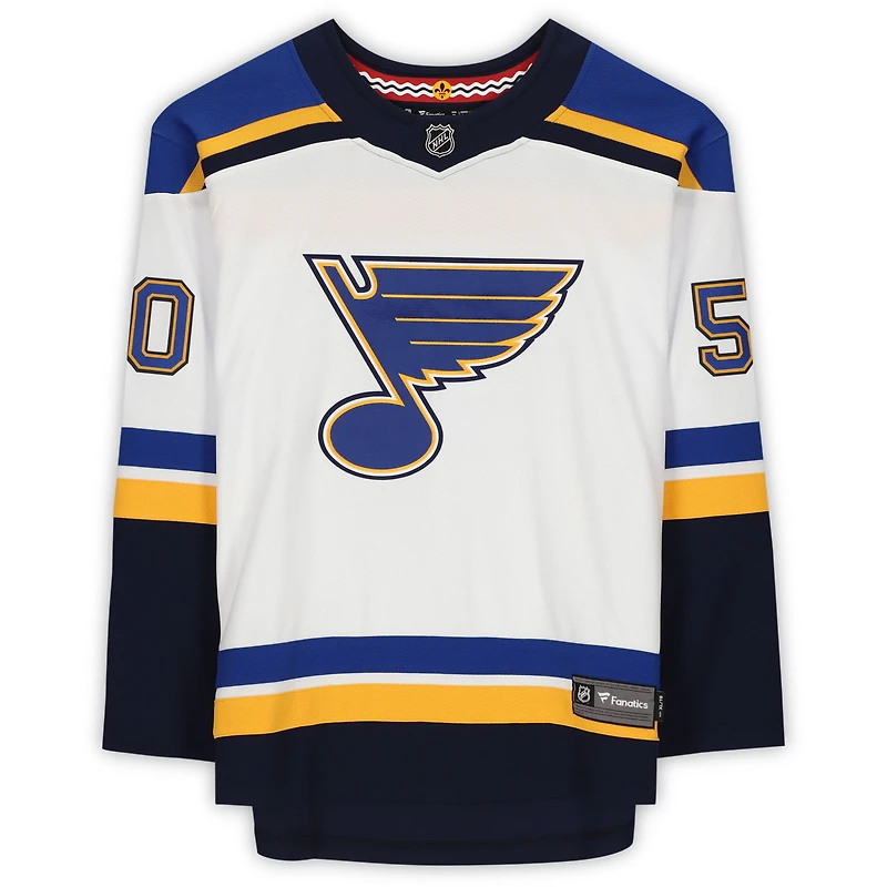 Maillot blanc dédicacé Fanatics Breakaway des Blues de St. Louis par Jordan Binnington