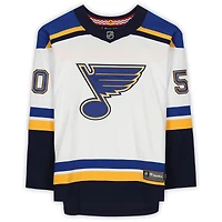 Maillot blanc dédicacé Fanatics Breakaway des Blues de St. Louis par Jordan Binnington