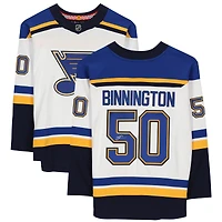 Maillot blanc dédicacé Fanatics Breakaway des Blues de St. Louis par Jordan Binnington