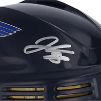 Casque mini bleu marine autographié par Jordan Kyrou des St. Louis Blues