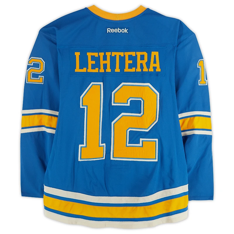 Jori Lehtera St. Louis Blues Practice-Used #12 Blue Reebok Jersey vs. Chicago Blackhawks on January 2, 2017 - NHL Winter Classic - Worn During Warm-Ups