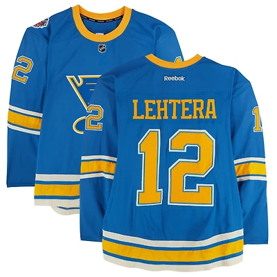 Jori Lehtera St. Louis Blues Practice-Used #12 Blue Reebok Jersey vs. Chicago Blackhawks on January 2, 2017 - NHL Winter Classic - Worn During Warm-Ups