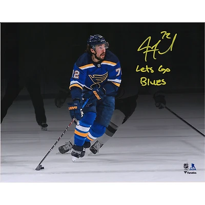 Photographie autographiée de 11" x 14" de Justin Faulk des St. Louis Blues avec l'inscription "Let's Go Blues" - Édition limitée à 20 exemplaires