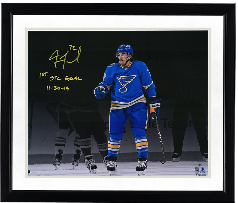 Justin Faulk St. Louis Blues Autographed 16" x 20" Goal Celebration Spotlight Photograph with "1st STL Goal 11/30/19" Inscription - Limited Edition of 19
