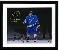 Justin Faulk St. Louis Blues Autographed 16" x 20" Goal Celebration Spotlight Photograph with "1st STL Goal 11/30/19" Inscription - Limited Edition of 19