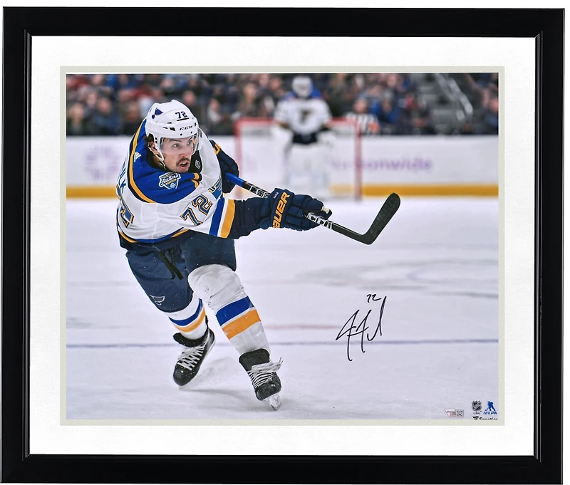 Justin Faulk St. Louis Blues Autographed 16" x 20" White Jersey Shooting Photograph