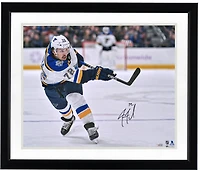 Justin Faulk St. Louis Blues Autographed 16" x 20" White Jersey Shooting Photograph