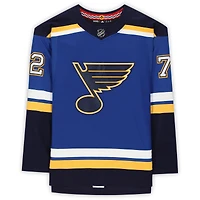 Maillot Adidas authentique bleu autographié par Justin Faulk des St. Louis Blues