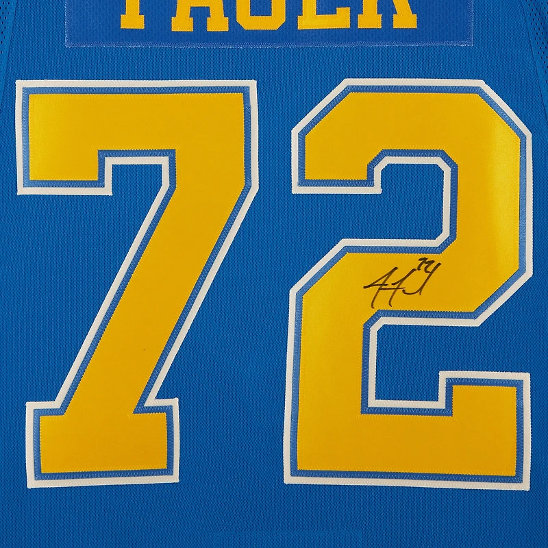 Maillot authentique Adidas alternatif bleu autographié par Justin Faulk des St. Louis Blues